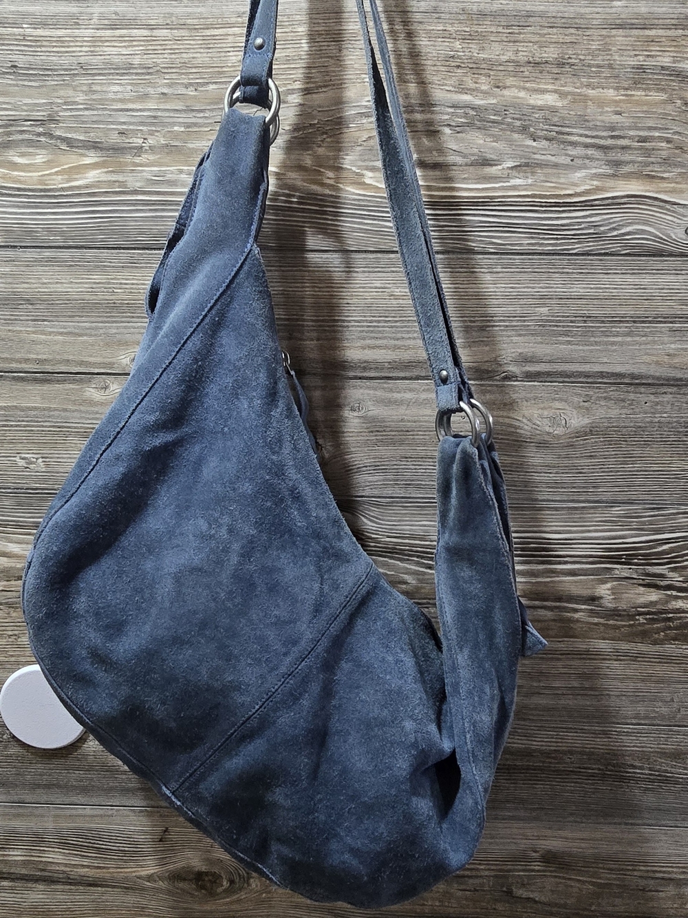 Free People Suede Hobo Shoulder Bag in Slate Blue